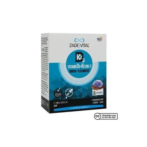 Zade Vital Vitamin D3K2 1000 IU Damla 20 ml ürün görseli 1