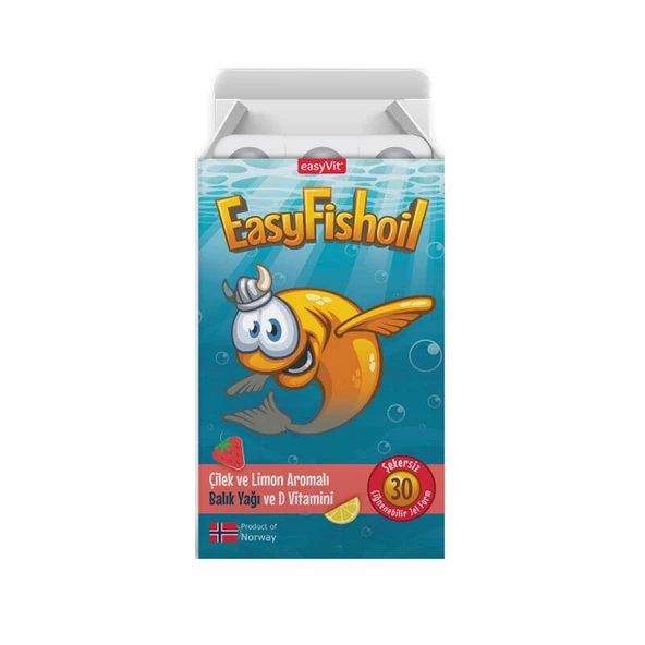 Easy Fish Oil Çilek ve Limon Aromalı Balık Yağı ve D Vitamini 30 Çiğnenebilir Jel ürün görseli 1
