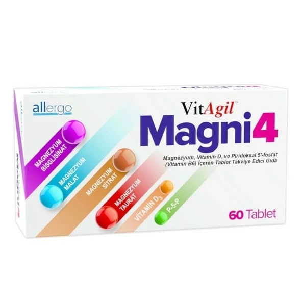 Vitagil Magni4 Magnezyum Vitamin D3 P5p 60 Tablet ürün görseli 1