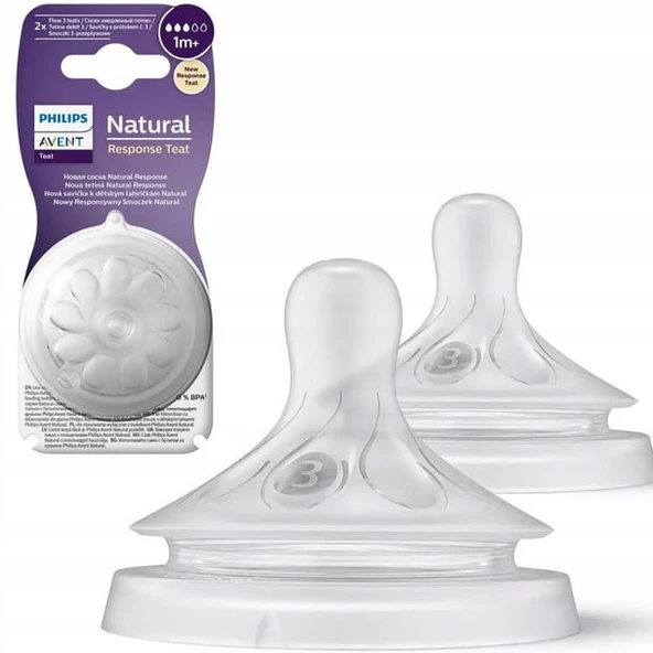 Philips Avent Natural Response 2'li Biberon Emziği, 3 Numara, 1 Ay+ - Scy963/02 ürün görseli 1