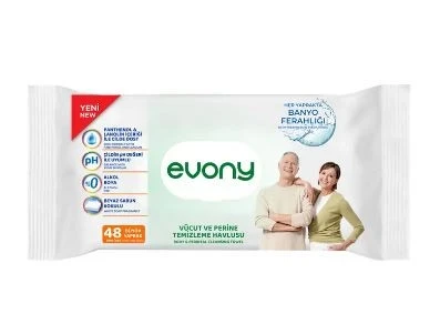 Evony Vücut ve Perine Temizleme Havlusu Büyük Yaprak 48 Adet ürün görseli 1