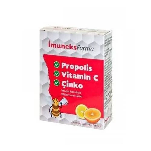 İmuneks Farma Propolis Vitamin C ve Çinko 20 Tablet ürün görseli 1