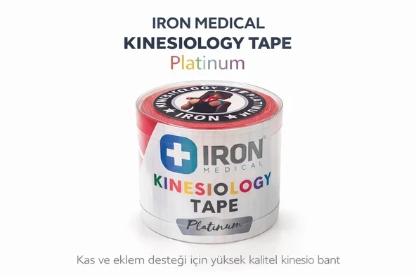 Iron Kınesıo Tape Ağrı Bandı Platinum 5cm x 5 m Kırmızı ürün görseli 1