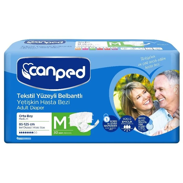 Canped Belbantlı Tekstil Yüzeyli Hasta Bezi Medium 30'lu ürün görseli 1