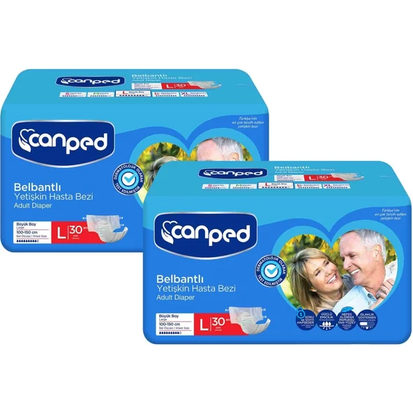 Canped Belbantlı Tekstil Yüzeyli Hasta Bezi Large 30lu- 2 adet ürün görseli 1