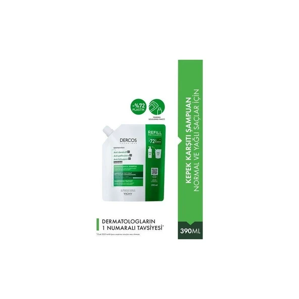 Vichy Dercos Anti Dandruff Normal ve Yağlı Saçlar İçin Kepek Karşıtı Şampuan Refill 390 ml ürün görseli 1