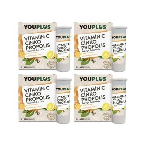 Youplus Vitamin C Çinko Propolis 20 Efervesan Tablet 4lü ürün görseli 1