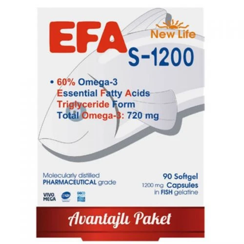 New Life EFA S-1200 Balık Yağı İçeren Takviye Edici 90 Kapsül ürün görseli 1