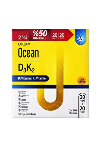 Ocean D3K2 Damla 20+20 ml - İkincisi %50 İndirimli ürün görseli 1