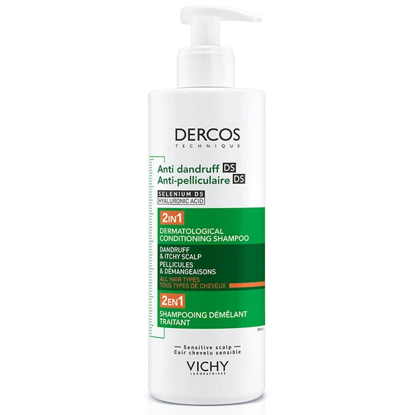 Vichy Dercos Dercos 2’si 1 Arada Kepek Karşıtı ve Nemlendirici Şampuan 390 ml ürün görseli 1