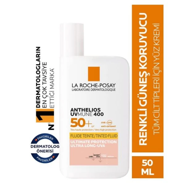 La Roche-Posay Anthelios UVmune 400 Tinted Fluid Spf 50+ 50 ml Renkli Güneş Kremi ürün görseli 1