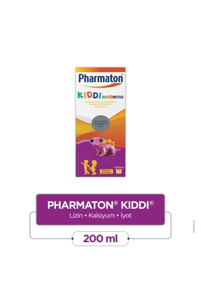 Pharmaton Kiddi Growth Kalsiyum Vitamin D İyot İçeren Takviye Edici Gıda Meyve Aromalı Şurup 200 ml ürün görseli 1