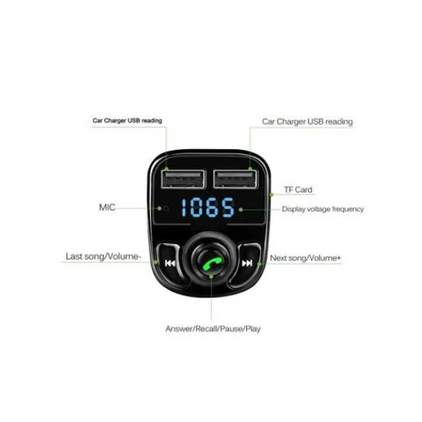 Bluetooth Fm Transmitter Car X8 - Resim 4