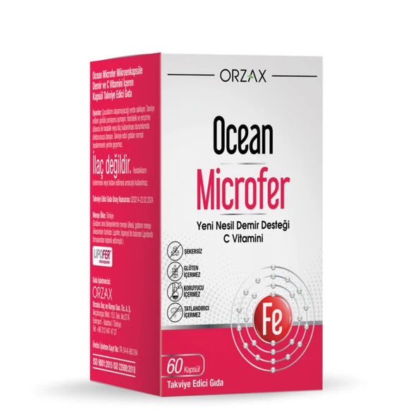 Orzax Ocean Microfer Demir ve C Vitamini 60 Kapsül ürün görseli 1