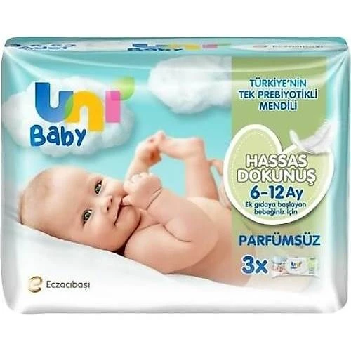 Uni Baby Hassas Dokunuş 6-12 Ay Islak Mendil 52 Yaprak - 3 Adet ürün görseli 1