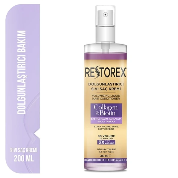 Restorex Sıvı Saç Kremi Kalojen&Biotin Dolgunlaştırıcı Etki 200 ml ürün görseli 1