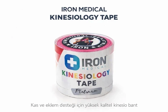 Iron Kınesıo Tape Ağrı Bandı Platinum 5cm x 5 m Ağrı Bandı Pembe ürün görseli 1