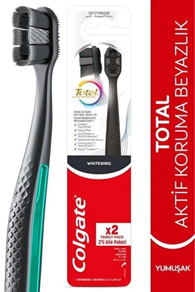 Colgate Total Whitening Siyah Yumuşak Diş Fırçası 1+1 ürün görseli 1