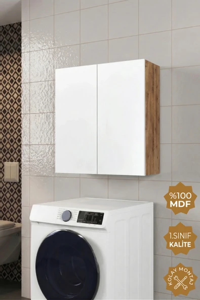 Teta Home 2 Kapaklı Çok Amaçlı Dolap  Atlantik Çam-Beyaz ürün görseli 1