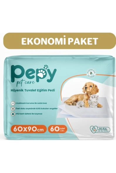 Tedarik Genel Pepy Pet Care Pepy 60X90 Hijyenik Tuvalet Eğitim Pedi 30'lu 2 Paket 60 adet ürün görseli 1