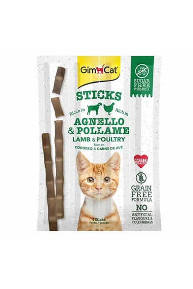 Gimcat Sticks Kuzulu ve Tavuklu Tahılsız Kedi Ödül Çubukları 20 Gr ürün görseli 1