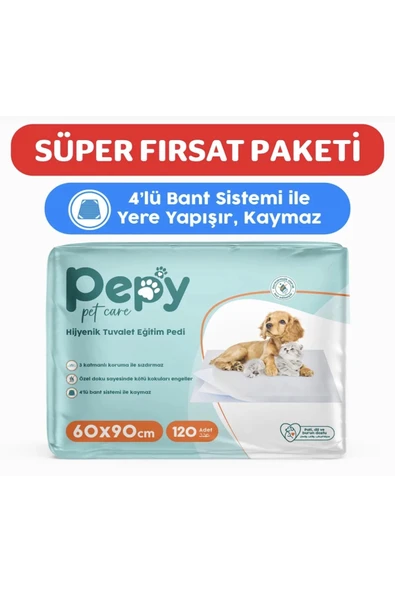 giggles PEPY 60x90 Hijyenik Tuvalet Eğitim Pedi 30'lu 4 Paket 120 Adet ürün görseli 1