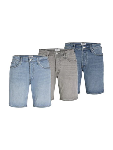 JACK JONES Mavi Buz Mavisi Ve Gri Renk 3 lü Erkek Şort 12302431 ürün görseli 1
