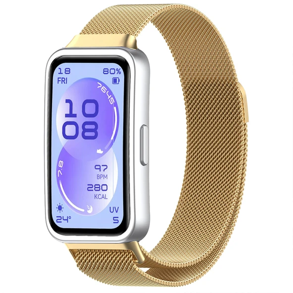 Huawei Band 11 / 11 Pro İle Uyumlu Manyetik Milanese Loop Metal Kordon  Gold ürün görseli 1