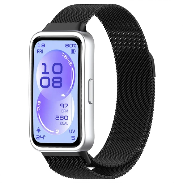 Huawei Band 11 / 11 Pro İle Uyumlu Manyetik Milanese Loop Metal Kordon  Siyah ürün görseli 1