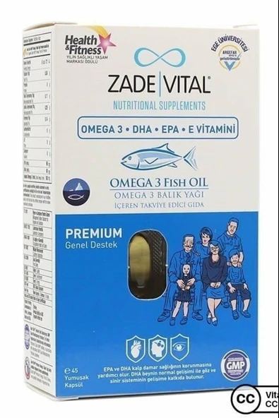 Zade Vital Omega 3 Balık Yağı Premium 45 Kapsül ürün görseli 1