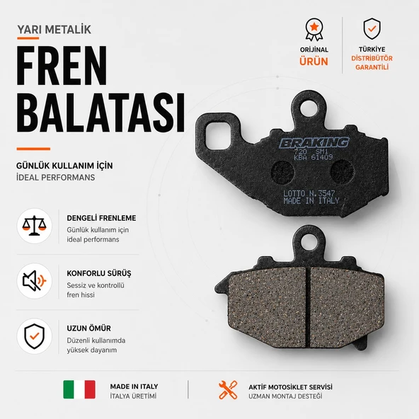 Braking Kawasaki Er-6n 650 (2006-2016) Yarı Metalik Arka Fren Balata ürün görseli 1