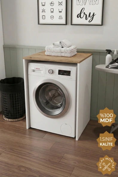 Teta Home Çamaşır Makinesi Dolabı   Atlantik Çam-Beyaz ürün görseli 1