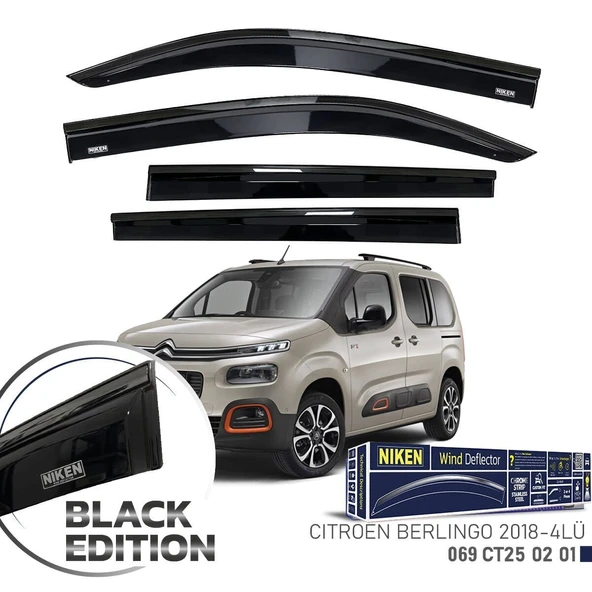 Niken Citroen Berlingo Cam Rüzgarlığı Siyah Kromlu 4'Lü 2018+ Sonrası Uyumlu ürün görseli 1