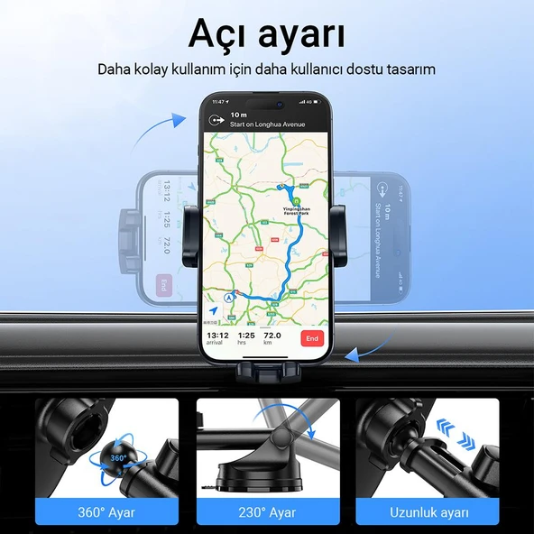 Acefast Basmalı Araç Tutucu Kablosuz Şarj - D49 - Resim 7
