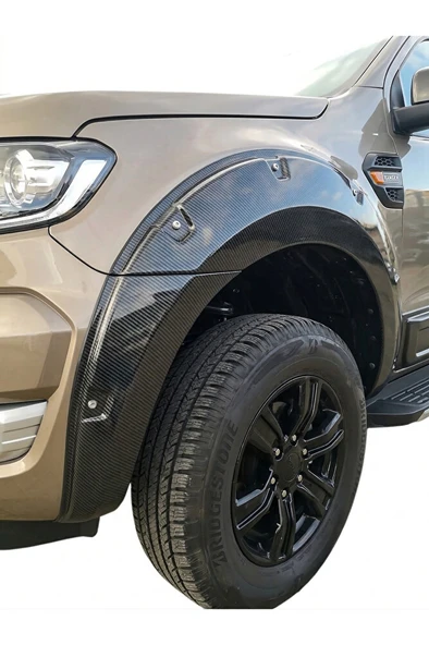 Ford Ranger T6 2012-2015 Arası Çamurluk Kaplama Dodik Seti Karbonfiber + Krom Civata ürün görseli 1