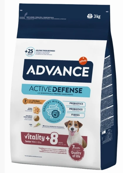 Advance Defence +8 Senior Mini Irk Tavuklu Yaşlı Köpek Maması 3 Kg ürün görseli 1