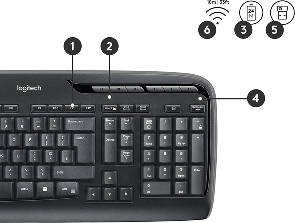 LOGITECH MK330 Q TR KABLOSUZ SET-SİYAH 920-003988 - Resim 2
