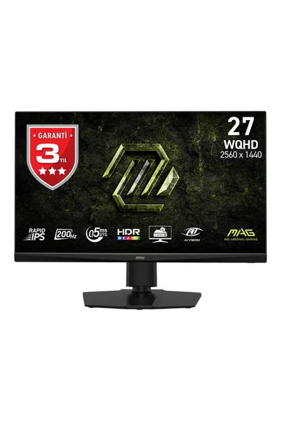 MSI 27" MAG 272QPF E20 2560x1440 WQHD RAPID IPS 200HZ 0.5MS FREESYNC PREMIUM PIVOT GAMING MONITOR ürün görseli 1