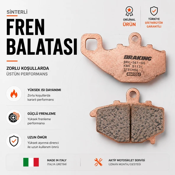 Braking Kawasaki Er-6f 650 Abs (2006-2016) Sinterli Arka Fren Balata ürün görseli 1