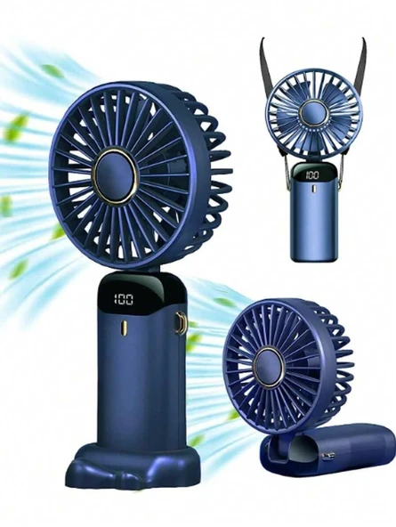 Mini El Fanı 5 Kademeli Dijital Led Göstergeli Boyun Askılı Mini Klima Vantilatör ürün görseli 1