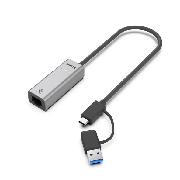 UNITEK HIBRIT USB-C/USB-A 2.5 GIGABIT ETHERNET ADAPTÖRÜ U1313CGY01 ürün görseli 1