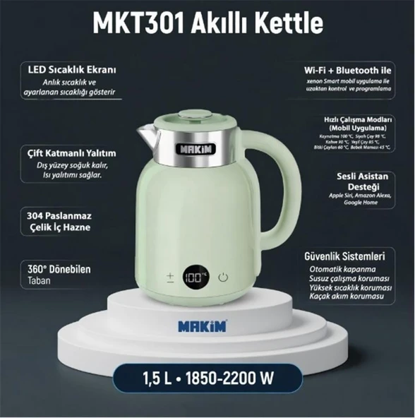 Makim MKT301 AKILLI YEŞİL KETTLE ürün görseli 1