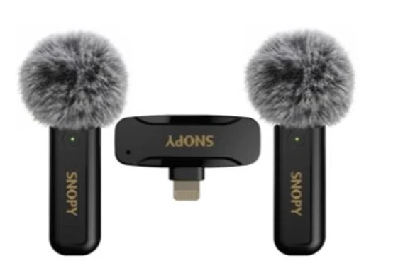 Snopy SN-MW80 Siyah 2 Mikrofonlu Kablosuz Lightning Yaka Mikrofonu ürün görseli 1