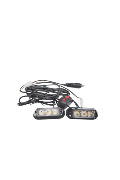 Çakar lamba 3x2 led 12w 12-24v amber-amber / LAPA197 ürün görseli 1