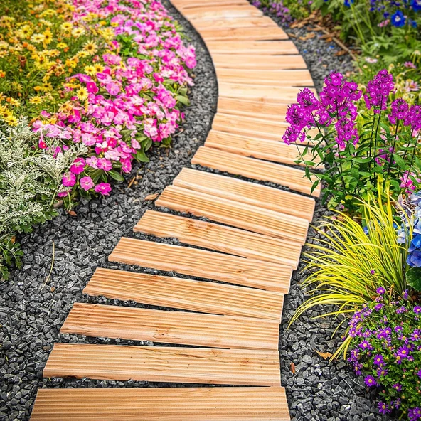 Yürüyüş Ahşap yolu 250 cm Veranda yolu Yürüme Yolu Bahçe Yolu 30-40-50 cm ürün görseli 1