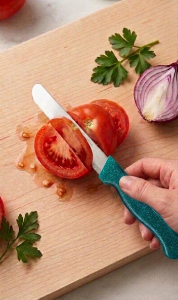 Yeşil, 3’lü Paslanmaz Çelik Sebze Bıçağı Seti – Tırtıklı Keskin Ağız ürün görseli 1