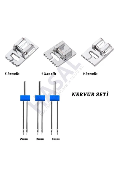 Nervür Dikiş Seti (5-7-9 Kanallı Ayak ve 2,3,4mm çift iğne) ürün görseli 1