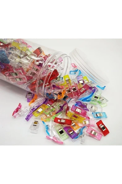 Dikiş - Nakış - Kumaş - Kağıt Plastik Mandal (kumaş Mandalı) 120 Adet 100 küçük 20 büyük ürün görseli 1