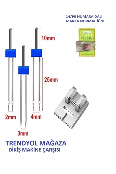 Dikiş Makine Çarşısı Zetina Nervür Ayak Paket 2mm,3mm Ve 4 Mm'dir. Dali 14 No 10 Adet Iğne ürün görseli 1