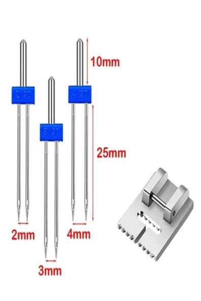 Singer Bernina Janome Çift Iğne Ve Nervür Ayak Set (iğne Paket Içinde 2mm,3mm Ve 4 Mm'dir.) ürün görseli 1
